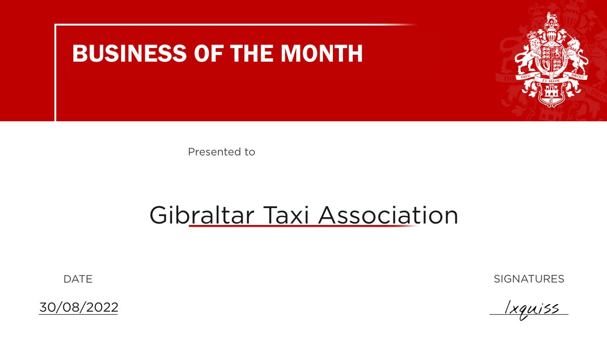 rbx_gibgov's tweet photo. The Minister of Business, Tourism and The Port has announced August's Business of the Month. 🚕

Congratulations to Gibraltar Taxi Association for winning the award and leading the transport sector, you can join them below!

🇬🇮 | https://t.co/r3uZ0cPO9u https://t.co/HnFeKxFese