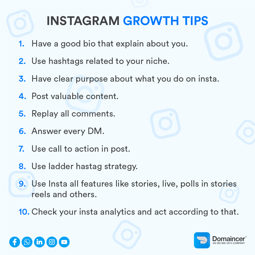 Domaincer's tweet photo. Here are ten tips to help you develop your Instagram.

#domaincer #instagram #tips #marketing #content #ideas #socialmedia #digitalmarketing #digitalagency https://t.co/L1cat77vdC