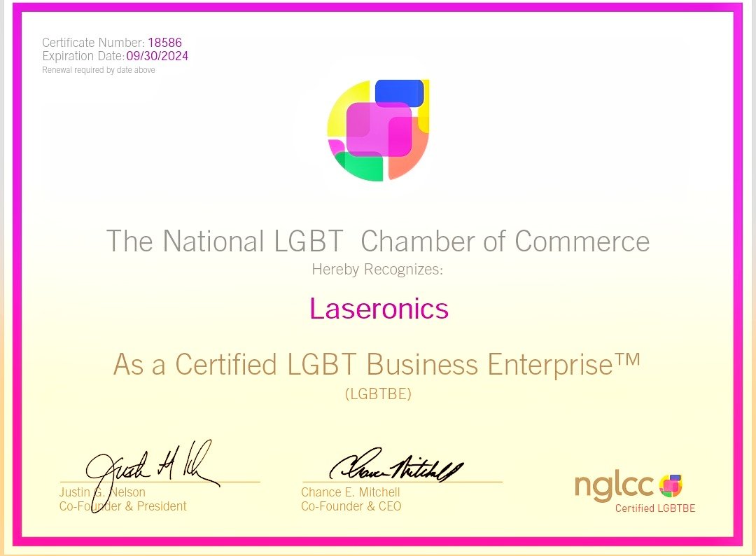 Laseronics's tweet photo. LASERONICS
Is an official LGBT Certified Business Enterprise! https://t.co/CI6q2dKc55