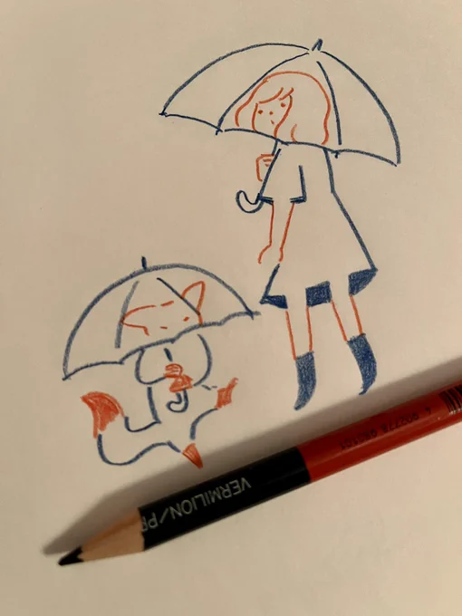 明日の朝絶対「なんじゃコレは!」と言いそうな絵。目がショボとライトの明かりの色であんまり見えてない。「日記っぽいもの」天気予報は曇りと雨で傘を買おうか悩みつつ...移動した先では曇り。次の移動先で雨だったら買う!〜でなんとかこのまま傘を買わずに乗りきってきている。 
