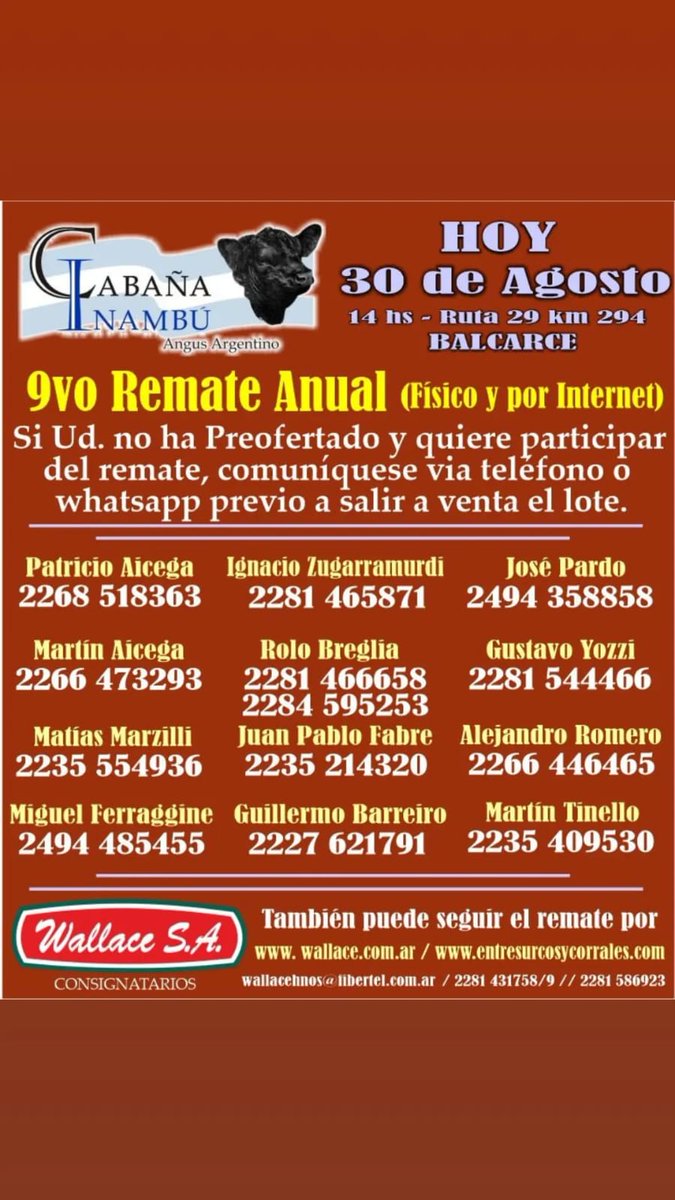 InambuAngus's tweet photo. A partir de las 14 comienza nuestro 9no remate anual. https://t.co/DdJeVU7ubo