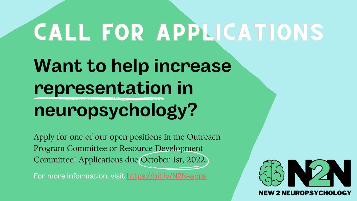 🚨Call for applications!! 🚨 Don't miss this opportunity to get involved in student outreach and resource development to help increase #representation in #neuropsychology! 

More info here👉🏾 bit.ly/N2N-apps