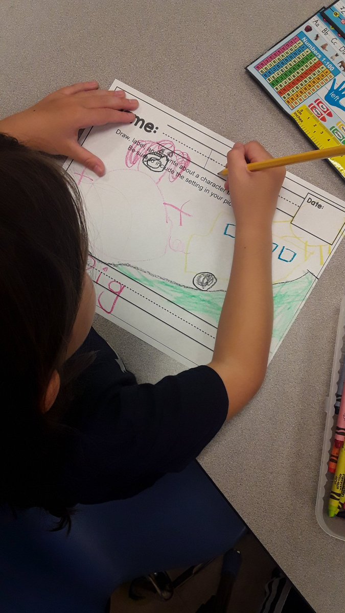 Even in Kindergarten we learn how to write about a text we listened to. <a href="/CESHornetsBuzz/">Carter Elementary School</a> <a href="/KnoxCoElemELA/">KCS Elementary ELA</a>