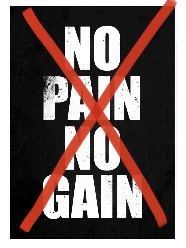 📣"No pain no gain" is horseshit.

🔥Pain CAN be a teacher-

💡It teaches us to be resilient, to take care of our bodies, to know limits

🧠 But chronic pain occurs when the brain becomes hypersensitive &amp; sends FALSE messages of danger

❌ Pain doesn't always = gain 👎🏼
#pttwitter