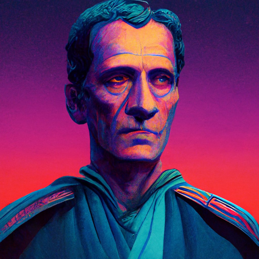 retrowaveAI's tweet photo. Caesar #retrowave #aiart #aiartcommunity #outrun #synthwave #Retro https://t.co/6BsHChFZ0g