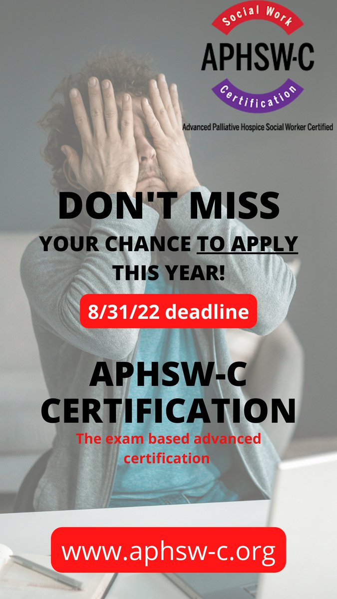Tomorrow is the last day to apply for your APHSW-C this year!!! aphsw-c.org