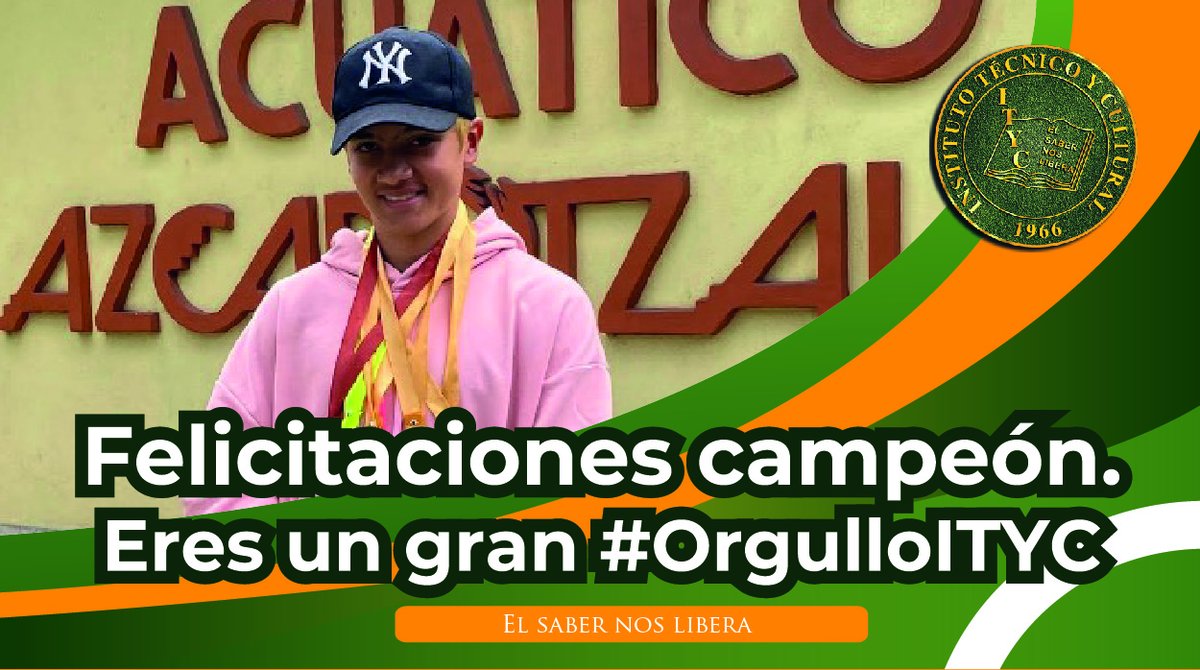 ityc_oficial's tweet photo. Felicitamos a nuestro querido alumno Hans por clasificar a las competencias nacionales de natación.
Estamos seguros de que harás un excelente trabajo.
¡Enhorabuena!
#SecundariaITYC #FamiliaITYC https://t.co/rvO8YVqYl1