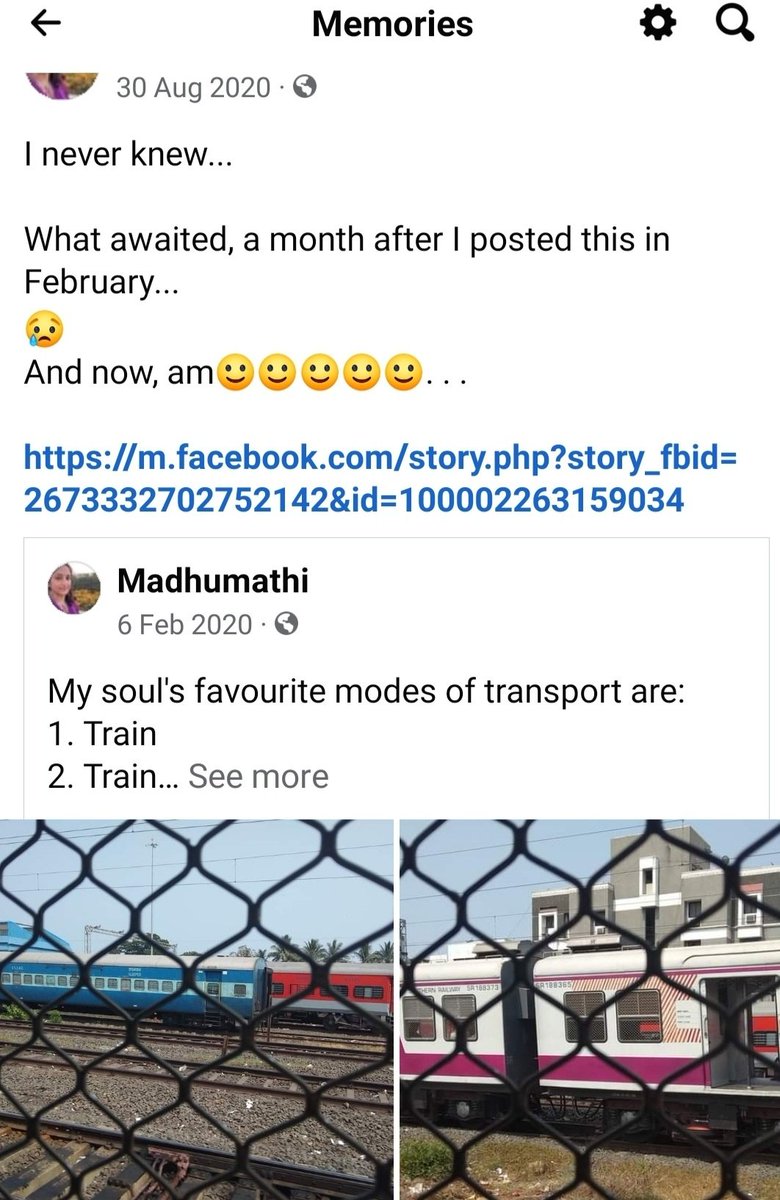 Madhumathi_Inks's tweet photo. Some memories... 🚂 💝
Lockdown days...💔
https://t.co/IugyltDsF3
👆🏾✍🏽 
Trains, are my close-to-heart muse.
 
#ChennaiTrains #Chennai #AllThingsChennai #Blogger #Poetry 
#AllThingsTrain #TrainJourney #Teainlover #SouthernRailways #IndianRailways @GMSRailway https://t.co/vnJIPSigVy