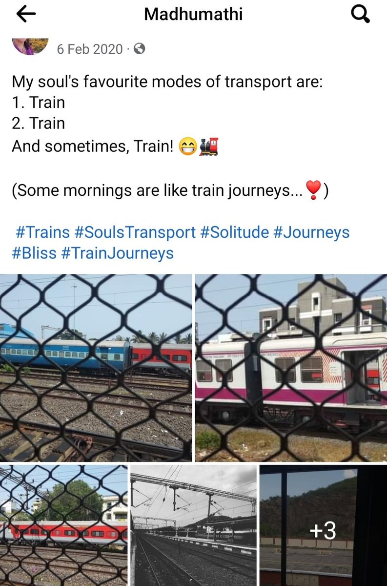 Madhumathi_Inks's tweet photo. Some memories... 🚂 💝
Lockdown days...💔
https://t.co/IugyltDsF3
👆🏾✍🏽 
Trains, are my close-to-heart muse.
 
#ChennaiTrains #Chennai #AllThingsChennai #Blogger #Poetry 
#AllThingsTrain #TrainJourney #Teainlover #SouthernRailways #IndianRailways @GMSRailway https://t.co/vnJIPSigVy