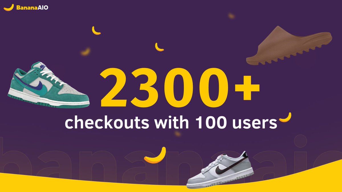 BananaAIO users smashed another release yesterday with checkout:user ratio over 20:1🍌

💬 Like, retweet, tag your biggest chef friend so we can slide in your DMs📬