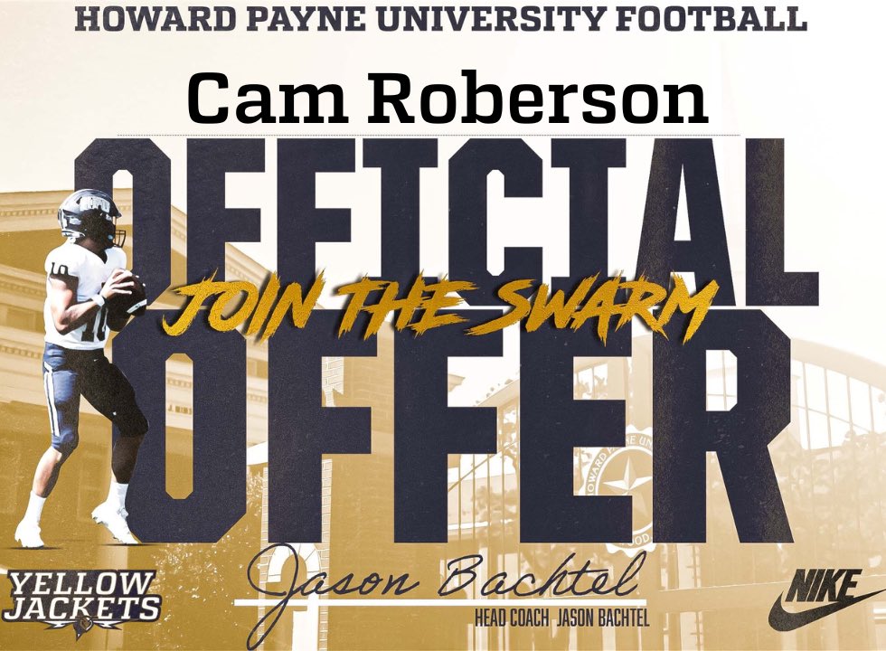 CameronRob04's tweet photo. #AGTG After a great conversation with @CoachCadeGray I am blessed to receive my FIRST offer from Howard Payne university!
@ClearFallsFB @recruit_FALLSFB 
All glory to the man above https://t.co/C2bLY5D9td