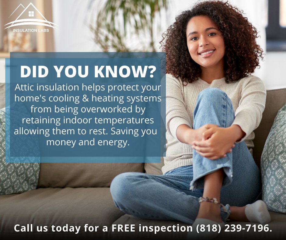 Insulationlabs's tweet image. Keep your home cool/ warm longer with new insulation and better air sealing, allowing your system to rest, helping you stay comfortable all year round. Call us today for a free inspection (818)239-7196.