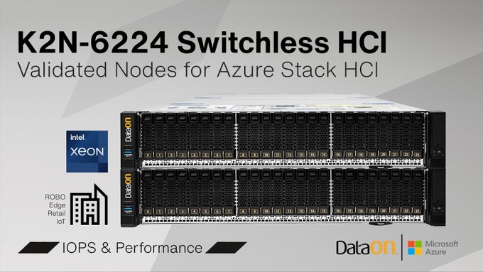 dataon's tweet photo. The DataON K2N-224 is a switchless #AzureStackHCI solution for branch office, retail, & edge. It’s optimized for IOPS & performance, with direct-connect networking that eliminates costly network adapters & switches. https://t.co/FzDGNz7DmV #SwitchlessHCI #S2D #HCI #HybridCloud https://t.co/mnj0VoZM03