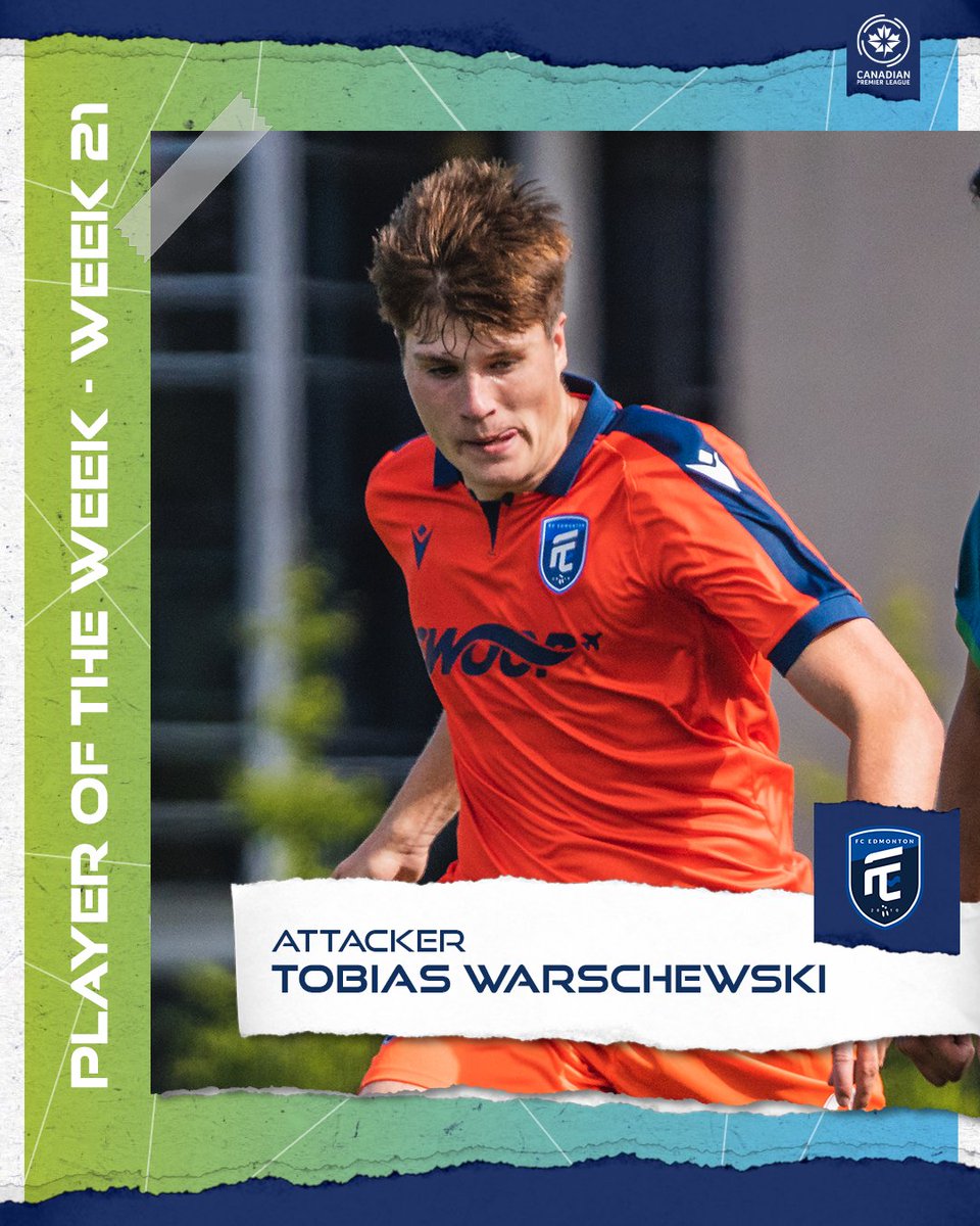 CPLsoccer's tweet photo. Things @FCEdmontonNow's Tobias Warschewski earned this weekend:

3⃣ points
2⃣ goals
1⃣ Player of the Week award

#CanPL https://t.co/Le1hHN9Bgz