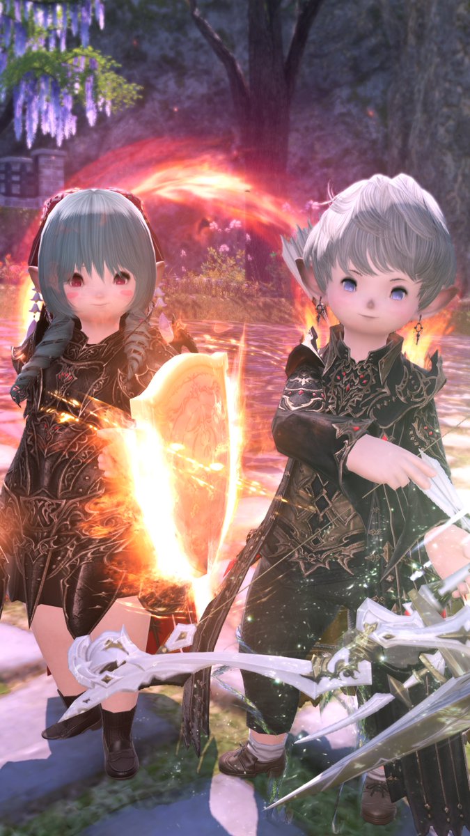 Sarako_ff14's tweet photo. The new equipment looks cool , but it looks like the popoto caught fire 🤣 
#GPOSERS https://t.co/zd5543JMwY