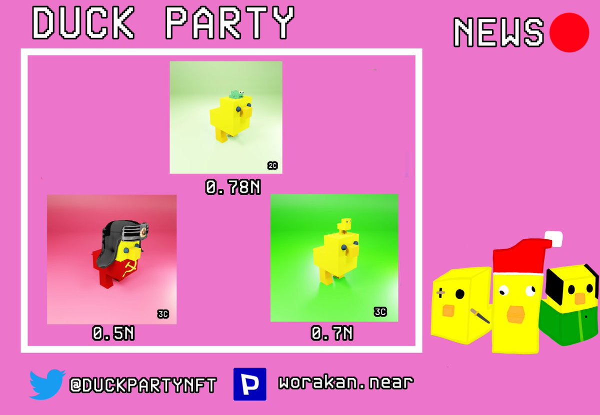 DUCKPARTYNFT's tweet photo. NEWS
New DUCK PARTY‼️

Prices : 0.5 - 0.8 Near
📎 : https://t.co/434Os2BKye

#PARASnft #paras #nearNFTs #NEARcollector #nearartist #NFT #NFTCommunity #NFTCollectors #NFTdrop #NFTTHAILAND https://t.co/OqyMSV8OUU