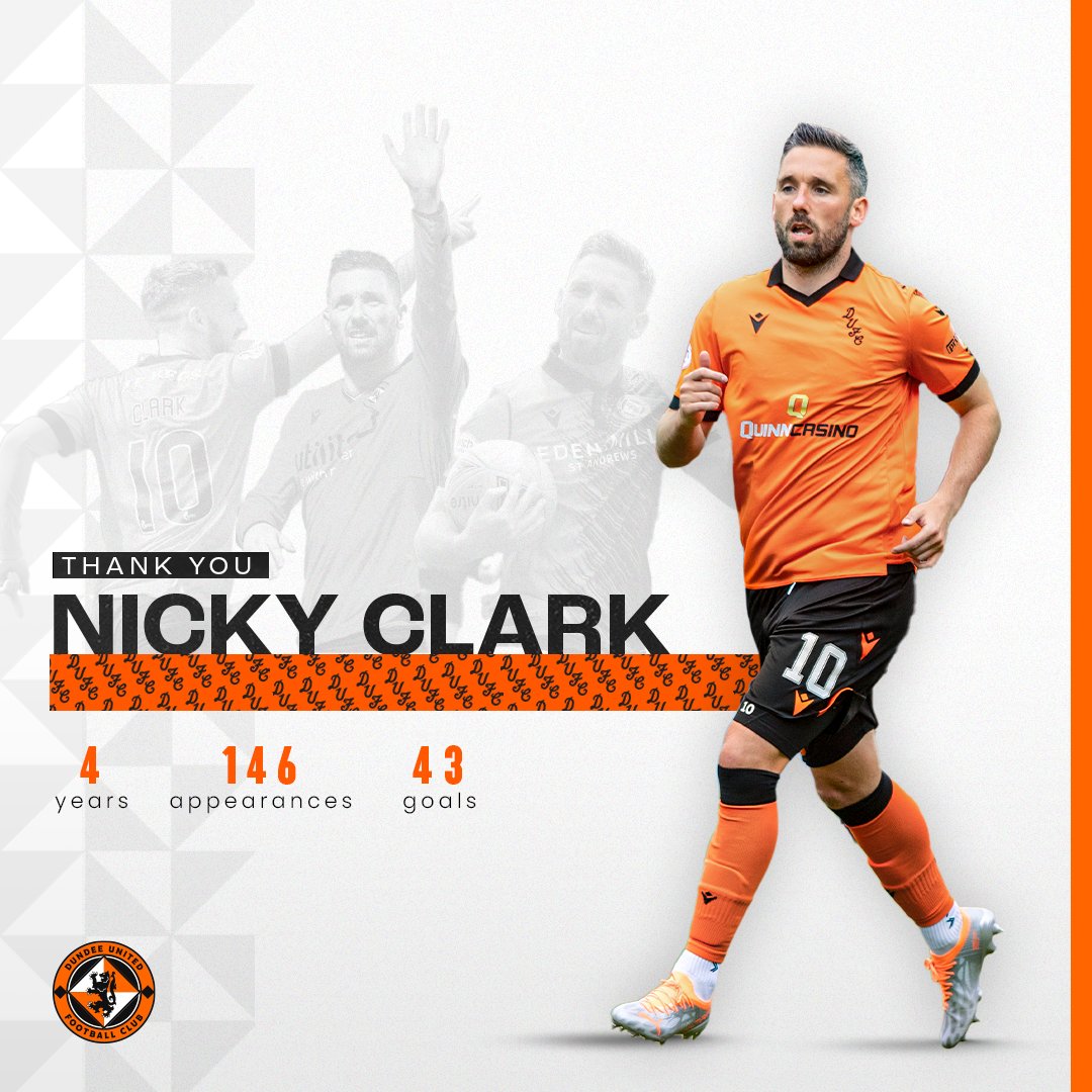 dundeeunitedfc's tweet photo. Thank you and all the best, Nicky 🧡

We can confirm Nicky Clark has joined St Johnstone for an undisclosed fee.