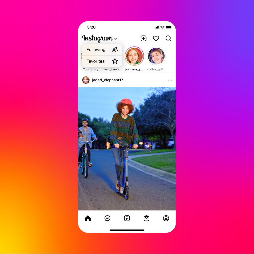 instagram's tweet image. Friendly reminder: chrono feed is back 📣

Tap “Instagram” on the top left of the  app to switch between Following and Favorites. Following shows you posts from people you follow in chronological order. 

You can also add people to Favorites to see posts only from them.