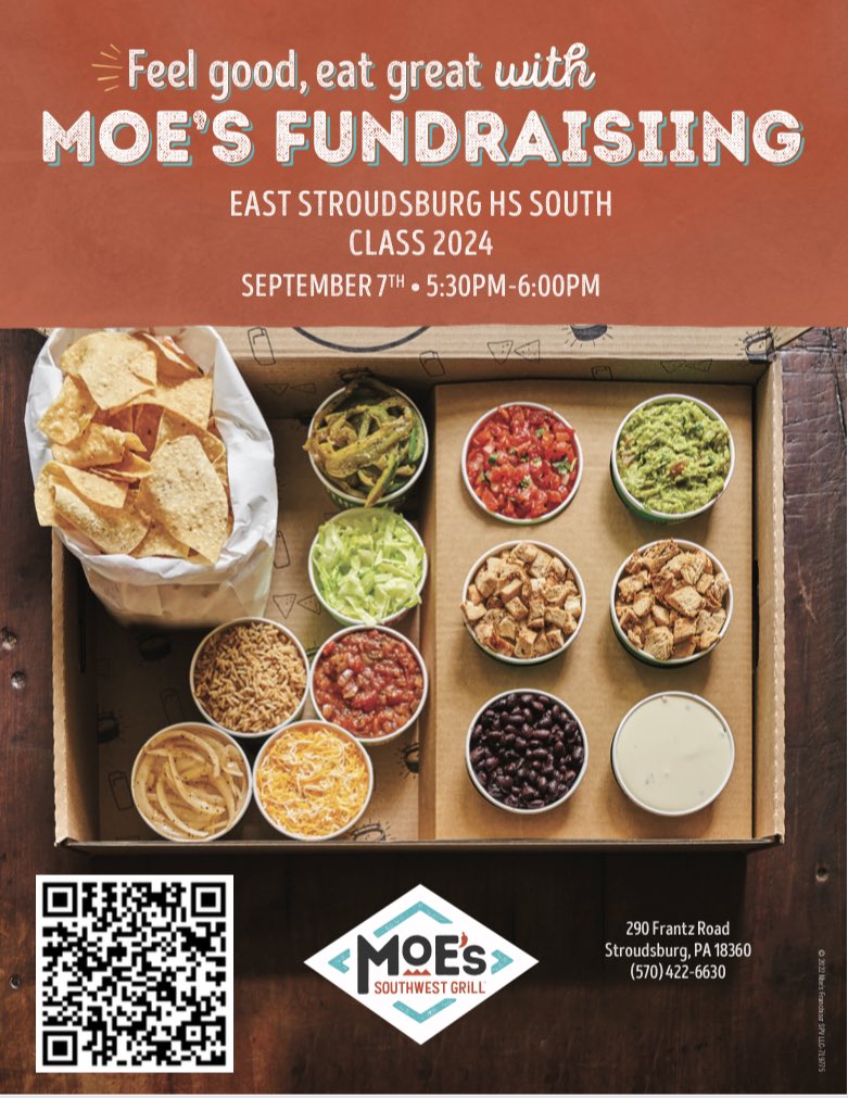 Support class of 2024 by purchasing a taco kit from Moe’s! Scan the code for more information 🌮