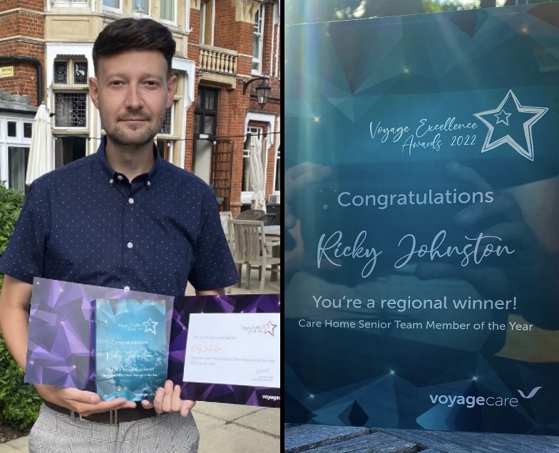 rickyjohnston26's tweet photo. I am a Regional Winner for the Voyage Excellence Awards. What an amazing feeling that I’ve never had before. 💙💚 #voyagecare #Huntingtonsdisease #millstreamhouse https://t.co/3RdwQAZxV8