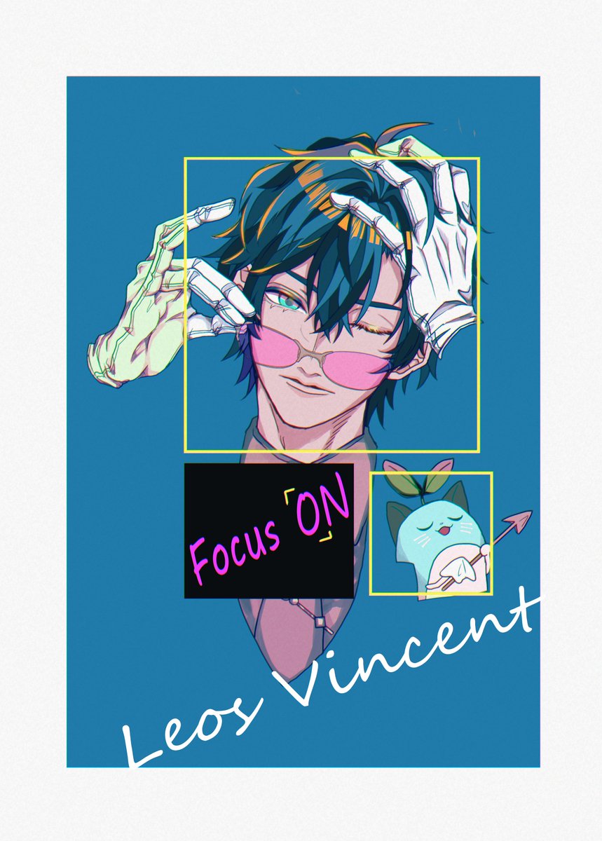1boy male focus blue background one eye closed looking at viewer solo tinted eyewear  illustration images