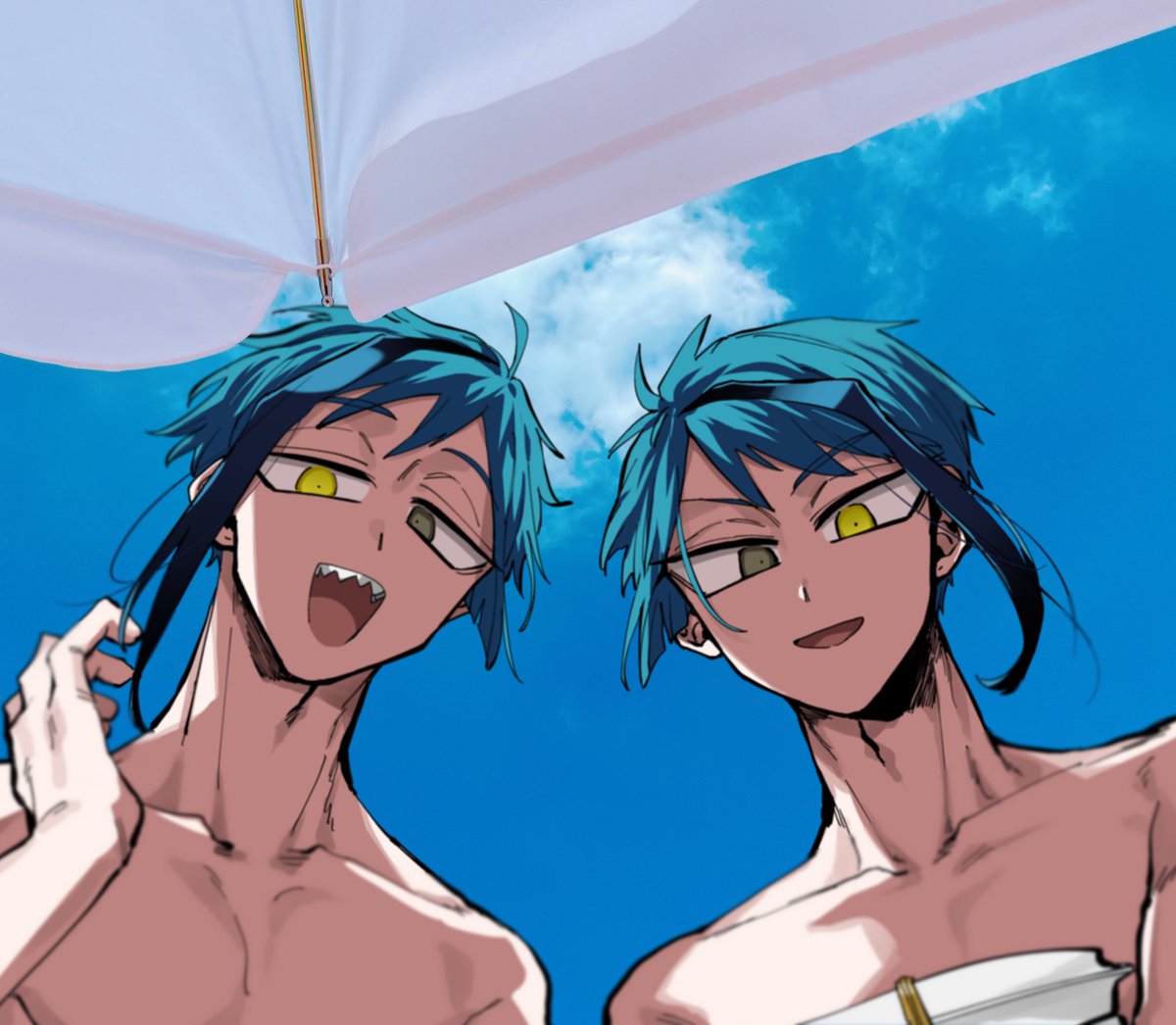 うわ!海にリーチ兄弟おった!すげぇ焼きそば持ってた 