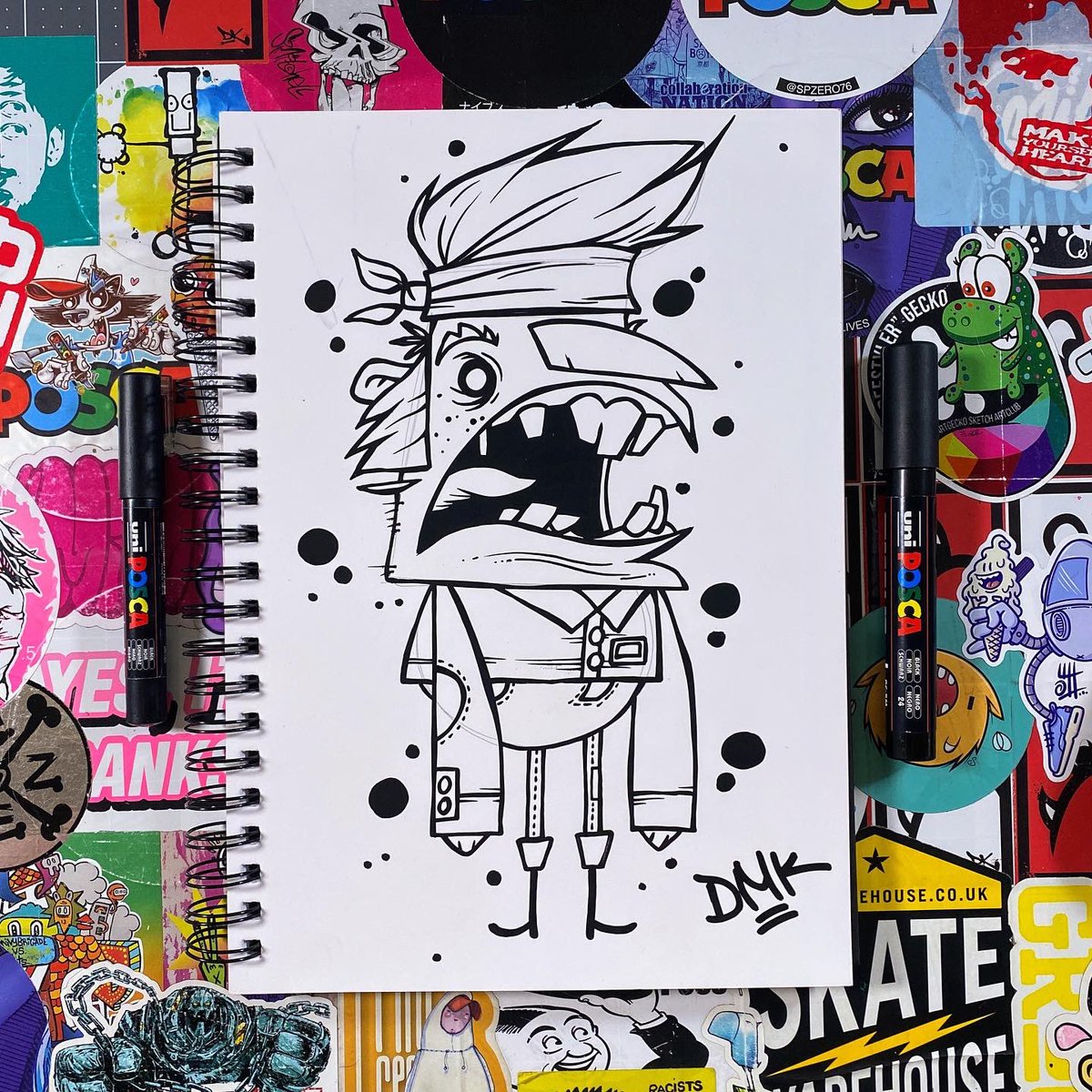 thekorpacademy's tweet photo. Catching up with a doodle session I missed and drawing out interpretation of a Joe Olsen piece. Love those teeth! #KorpAcademy #DoodleWithKorp #Art #Artist #Doodle #Drawing #PoscaFeature #Posca #PoscaPens #PoscaArt #PoscaMarkers #HowToDraw #LearnToDraw #DrawingTutorial https://t.co/Xn0QaaiC71