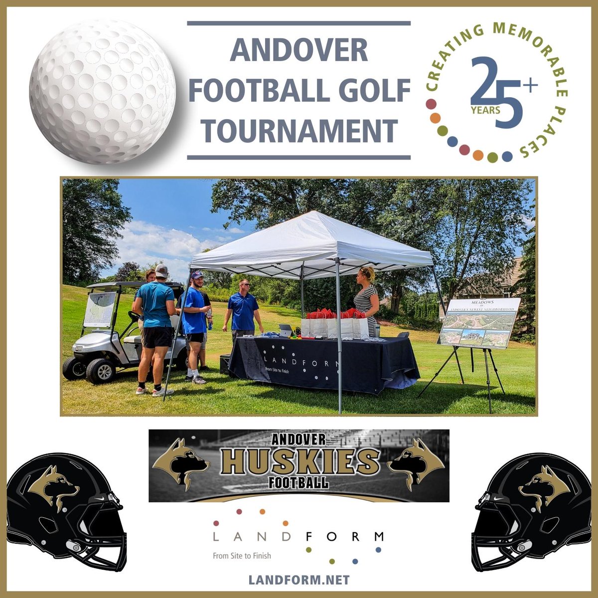 .@AndoverHuskies We are honored to have sponsored this year's #AndoverHuskies Golf Tournament. Incredible Minnesota weather and a collection of amazing players made for a great day. Now we're looking forward to 2023's #golftournament!

#AndoverFootball #LifeAtLandform https://t.co/zG57lxlHOi