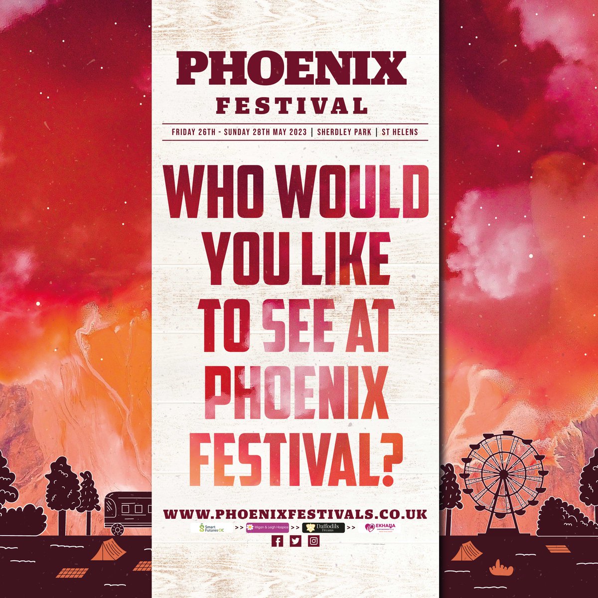 Who would you like to see on the lineup for Phoenix Festival 2023? 💃🎶

We've got some INCREDIBLE acts lined up for you all... 🤫

Let us know in the comments, we'd love to hear from you! 👇

#phoenixfestival #sthelens #whatsonsthelens #merseyside phoenixfestivals.co.uk
