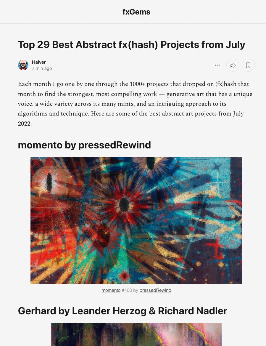 Haiver on Twitter "Struggling to find art you like on fxhash? fxGems