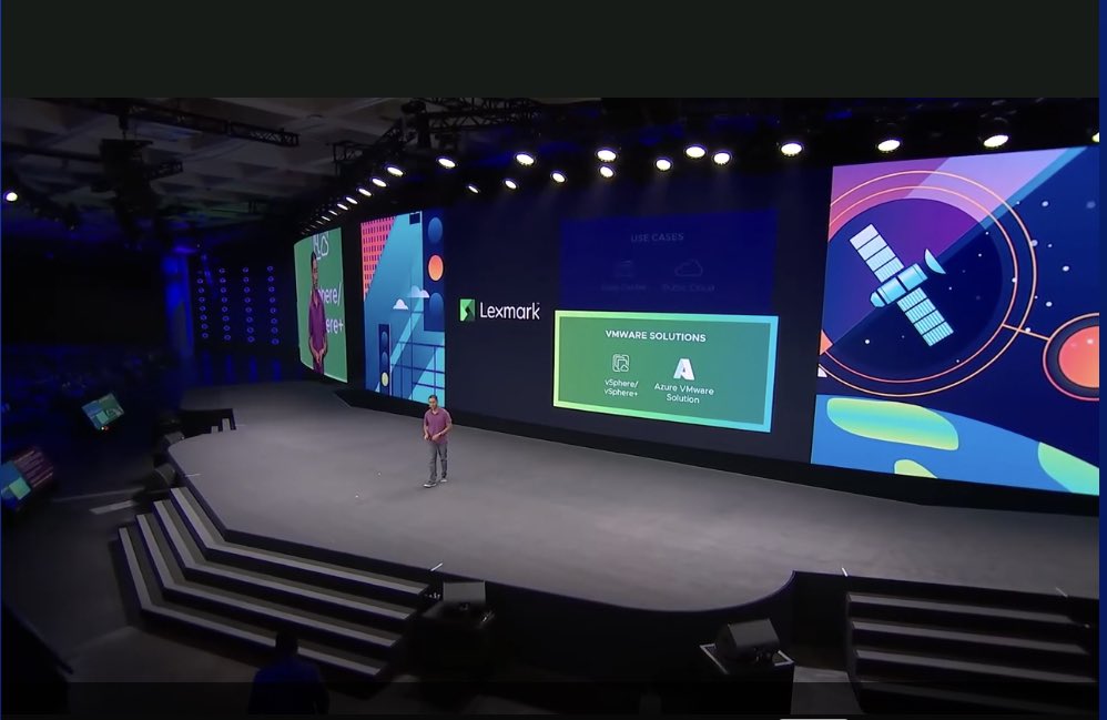 TheSeanLambert's tweet photo. I may not be there but it was awesome to see @lamw on the BIG stage #VMwareExplore talking @vmwarecloudaws including #i4i #CloudFlexStorage #FSxONTAP #CloudFlexCompute ππππππ https://t.co/bUzpefY5fx
