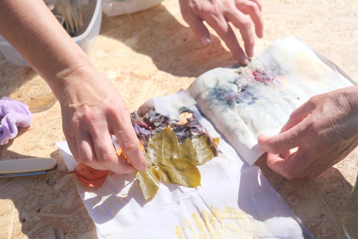 arthouseswb's tweet photo. Thank you to Marjolaine Ryley and Ana Margarida Araujo, for leading  our 2nd Home Action, a hands on introduction to anthotypes, eco printing and making botanical inks, and many thanks to Clare for hosting the event in her garden in Whitley Bay. @marjolaineryley #arthouseswb https://t.co/28525SmSAi