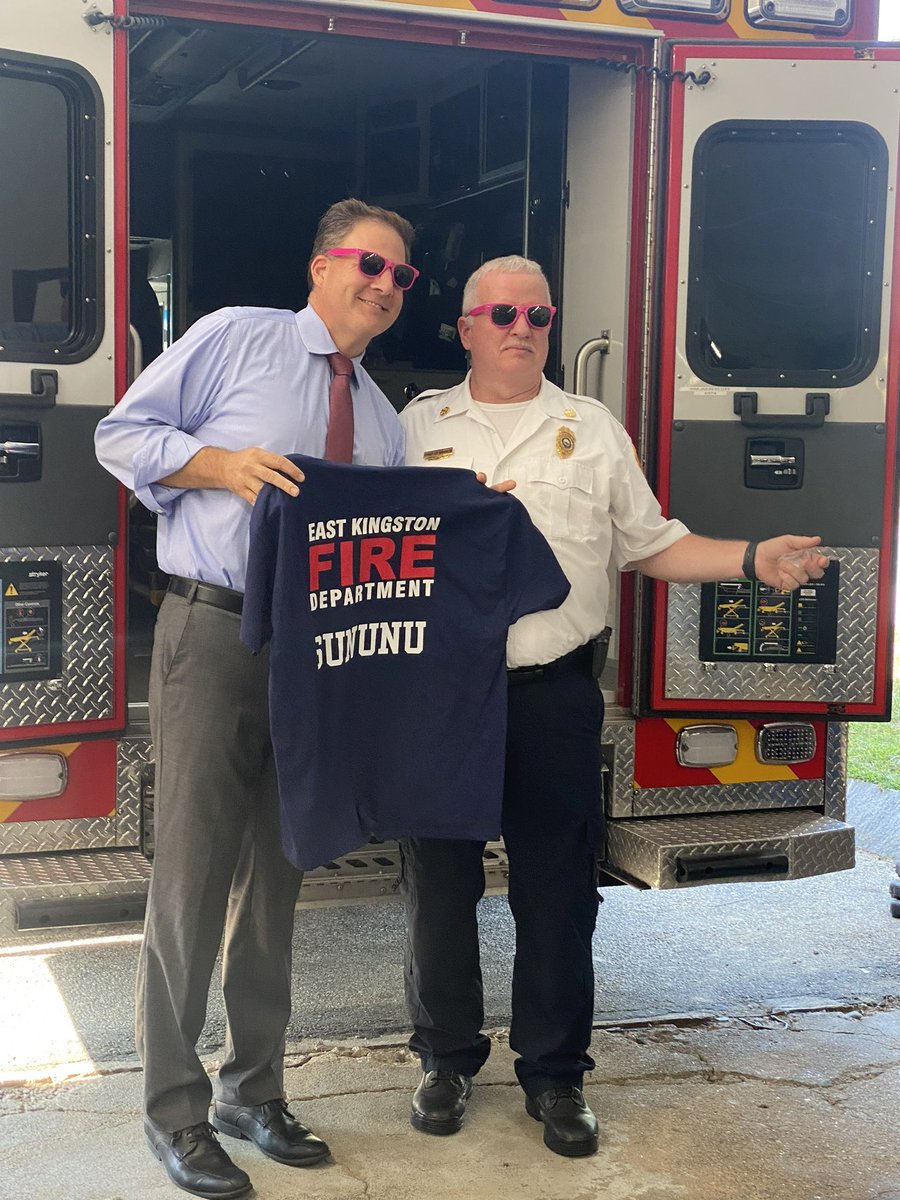GovChrisSununu's tweet photo. East Kingston Fire Chief Ed Warren called me last year with a great idea to invest in local emergency responders. Cities and towns all across NH received grants for this life saving equipment and we got to celebrate with his team today. (1/2) https://t.co/bLIVd8Ni6k