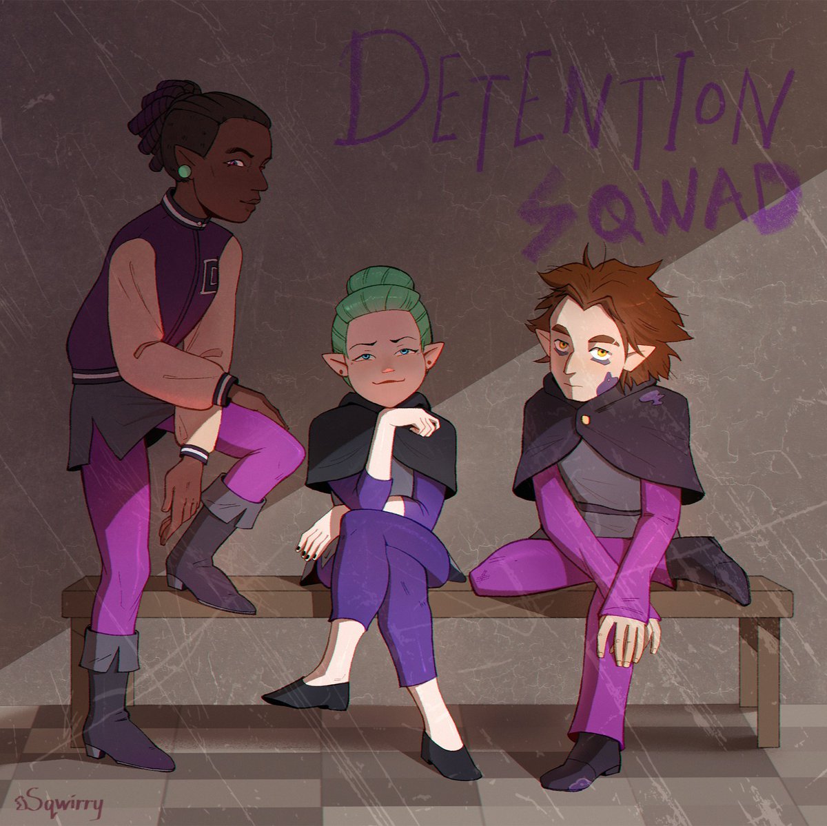 sqwirry's tweet photo. "So you knew Darius, Odalia and Alador from Hexside?!" - "You can say that, kiddo. And often I would walk out of the Faust's office to see those three waiting for their turn. They were inseparable at the time..."

I summon @Yukifrill for this #odaladorius pic. https://t.co/53uhyzeddc