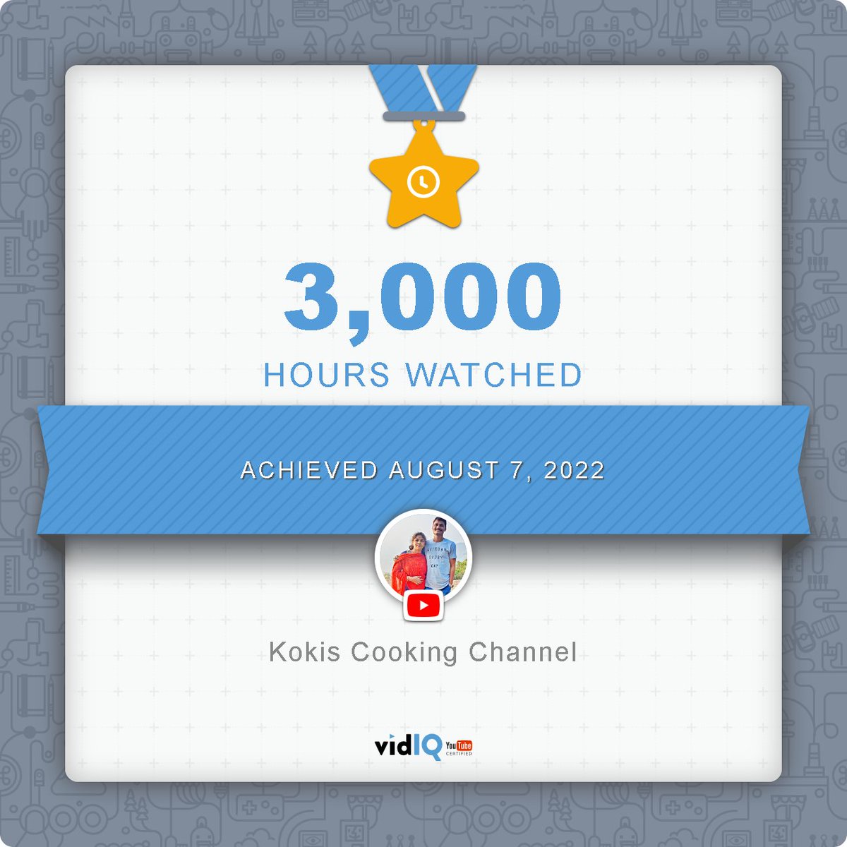 ChannelKokis's tweet photo. My YouTube channel achieved 3,000 hours watched on August 7, 2022! Track and celebrate our own success today for free with @vidIQ
https://t.co/9aYXit7Q41 watched https://t.co/DMKmNN286h