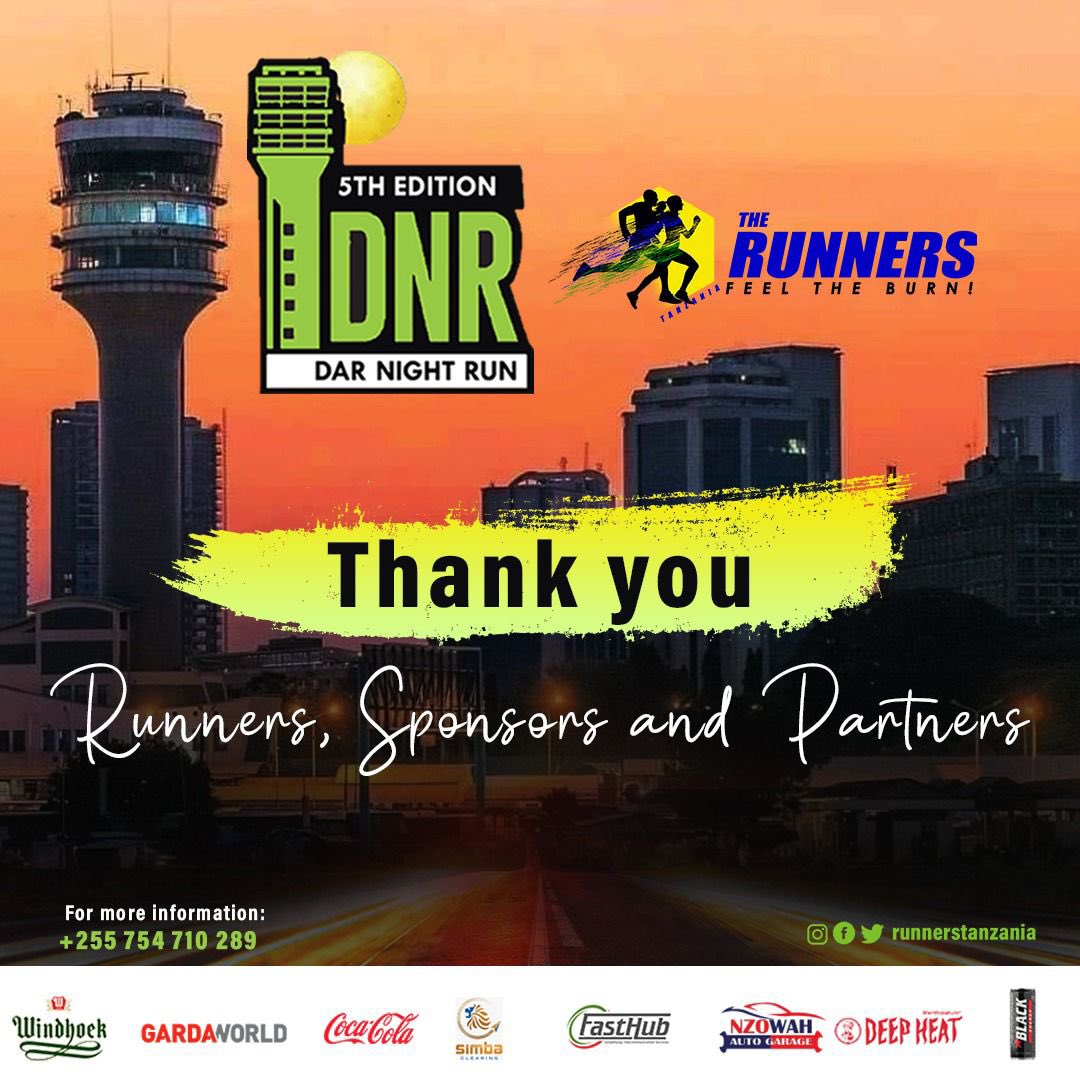 RunnersTanzania's tweet photo. To everyone who was part of the 5th edition of Dar Night Run we truly appreciate your support.
See you next year on 26 August 2023.
#darnightrun #nightrun #run #runnerstanzania #feeltheburn #dar https://t.co/vzTZ9DClmW