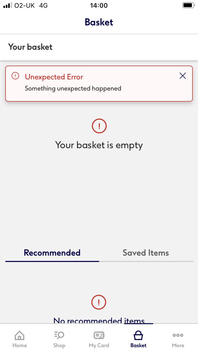 loubeygry's tweet photo. @BootsUK is there a problem with your website/app? I’ve tried logging in both ways but I keep getting a basket empty or ‘unexpected error’ message? Been trying for two days now. Tried logging in/out again in both app and web. https://t.co/LGUtmaxc5k