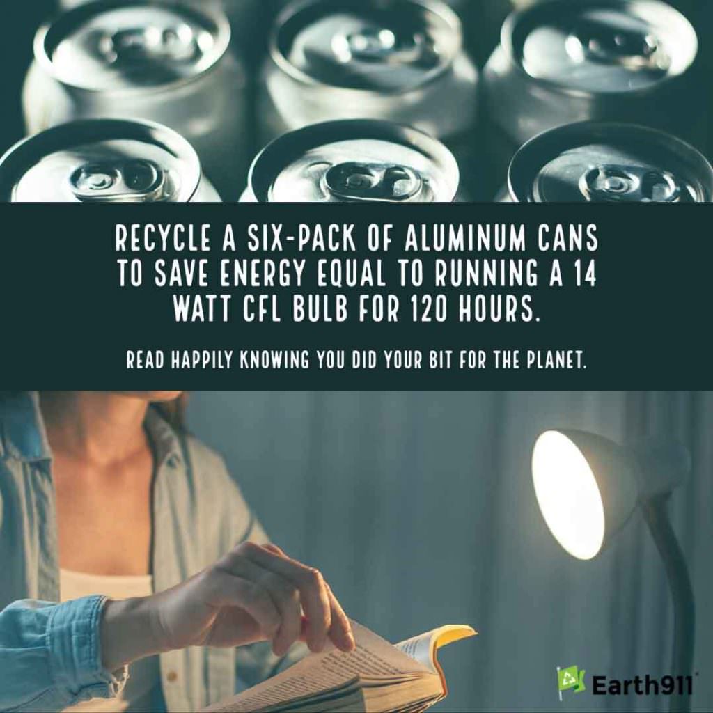 Earth911's tweet photo. When you recycle a six-pack of aluminum cans, you save the amount of energy equal to running a 14-watt CFL bulb for 120 hours.
#Sustainability #Sustainable #Livegreen #Environment #Recycle #Recycling #Knowyourimpact #Reduceyourimpace #Sustainablelife
https://t.co/mtScSCv2lZ https://t.co/dMLnivgdsJ