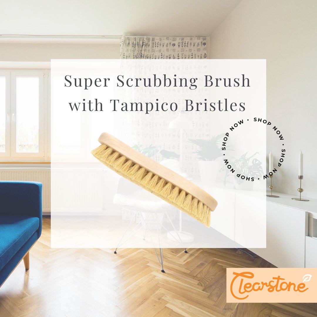 It might be made with 100% natural materials, but that doesn’t mean it’s not tough on dirt and stains!🫧

With it’s firm Tampico bristles, this scrubbing brush will keep your surfaces sparkling with its deep cleaning abilities. 

Purchase yours at clearstone.co.uk🌱