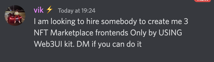 billgil's tweet photo. My boy vik is trying to get talented #FrontEnd devs to work on a super cool new projects. #Job
Experience with #ReactJS and #web3uiKit is needed ๐ช
You can join our #web3 community here and find the web3uiKit channel https://t.co/OuOU9dBu9M https://t.co/sYZQPpPUcu