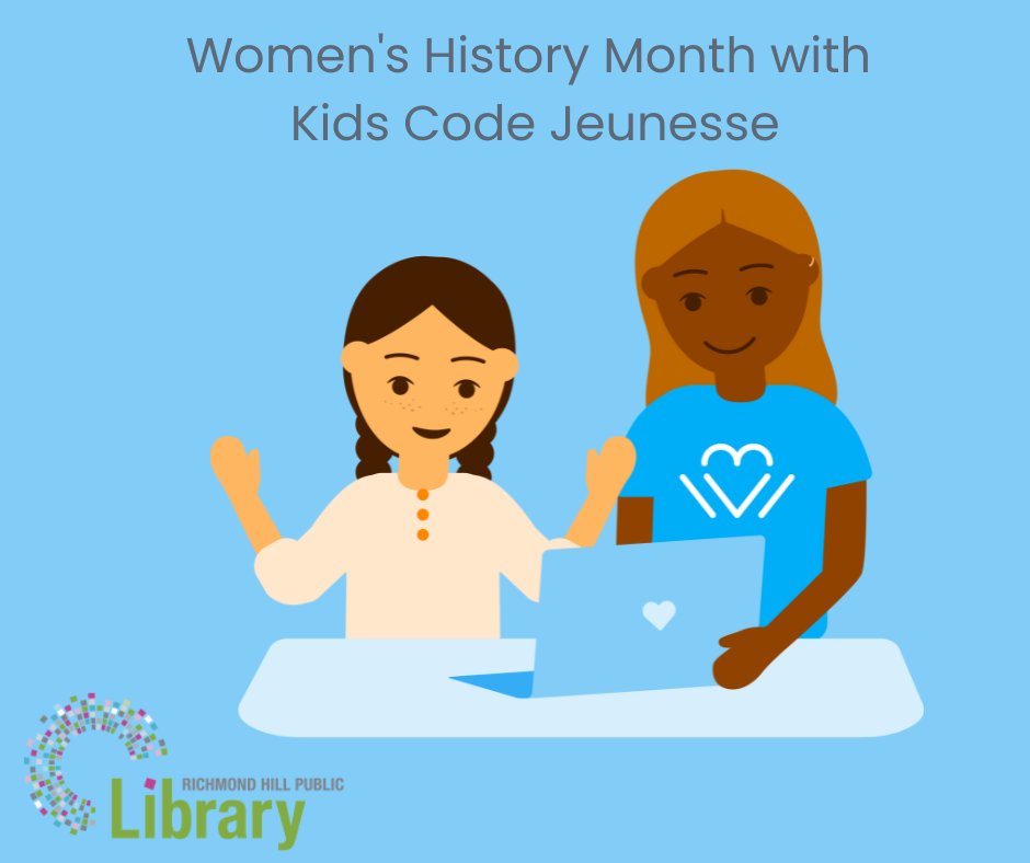 KidsCoding's tweet image. To celebrate women’s contributions in Canadian history, @KidsCoding is partnering with @RichmondHillPL to offer girls free coding sessions to inspire a whole new generation of women in tech. ow.ly/Hq2q50KvY2A

#CodeClubCanada #Equity #DigitalEducation @ISED_CA