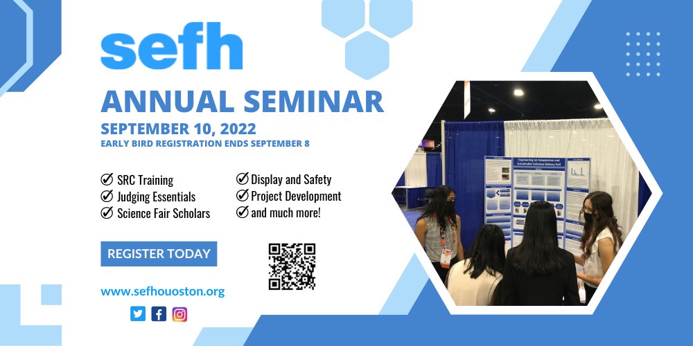sefofhouston's tweet photo. We're kicking off student research with our 9th Annual SEFH Seminar. Come engage with this year's presenters and learn more about SEFH and doing student-led scientific research. https://t.co/Gk3c1Fh1bE