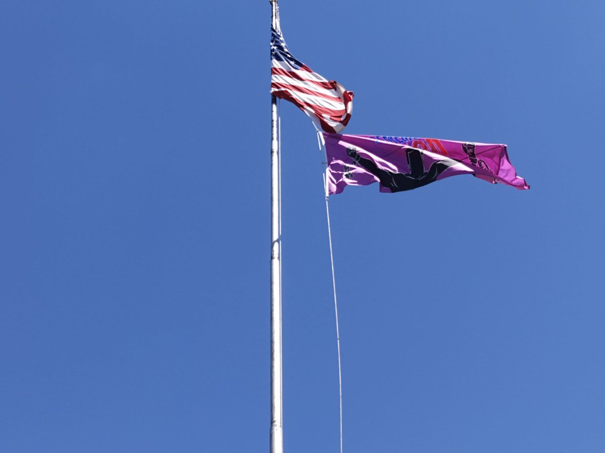 WokeLiLi68's tweet photo. St Louis City Hall
Th pink flag says
Remember th 400
Which obviously is a reference to slavery but I am unfamiliar w this slogan
That reminds me
What th hell is goin on in Mississippi ?
No water ?
WTF
#RememberThe400 https://t.co/XEuVYlrfKB