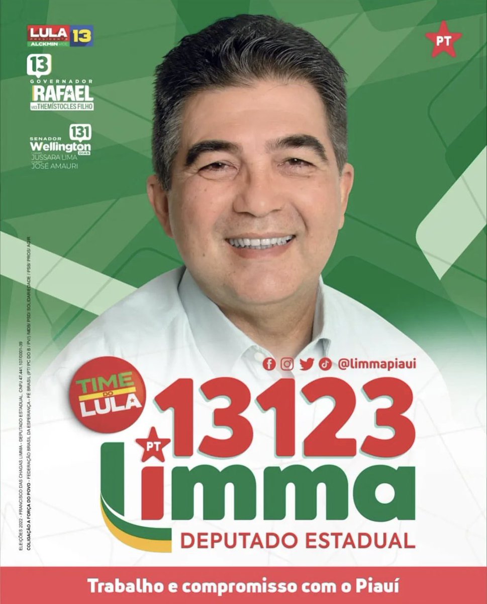 limmapiaui's tweet photo. Se você quer COMPROMISSO e TRABALHO pelo Piauí, no dia 2 de outubro, é 1️⃣3️⃣1️⃣2️⃣3️⃣ para Deputado Estadual. Vamos à luta!🚀 💚❤️
#limma #deputadoestadual #limmapiauí #piauí #trabalhoecompromisso https://t.co/YFBQwhBb64