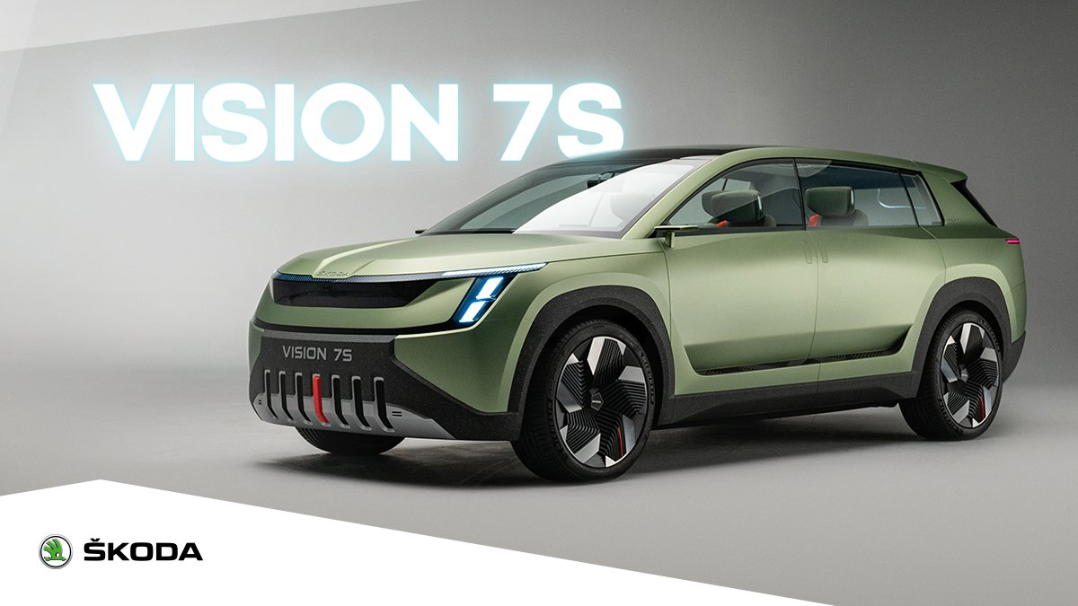 skodacz's tweet photo. Zvedá se opona a čekání je u konce. 🎉 Přivítejte #ŠKODA #VISION7S, nového člena naší plně elektrické rodiny. ⚡️#skodacr https://t.co/5Ri6H6U5cc https://t.co/8APRFe59FA