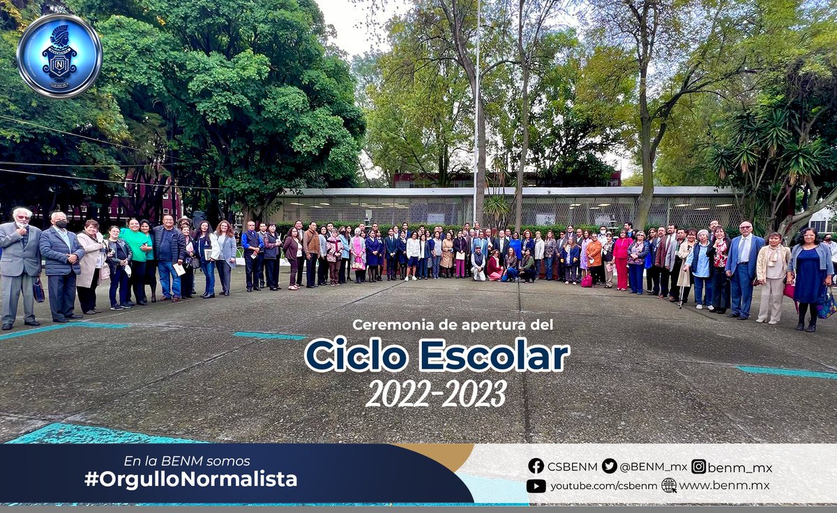 BENM_mx's tweet photo. En compañía de la Directora de la #DGENAM, María Luisa Gordillo Díaz, llevamos a cabo nuestra ceremonia de apertura del Ciclo escolar 2022-2023, Semestre Non, en la Plaza Cívica "Benito Juárez", de nuestra Benemérita Casa de Estudios.
En la BENM somos #OrgulloNormalista. https://t.co/f2DWQRyncj