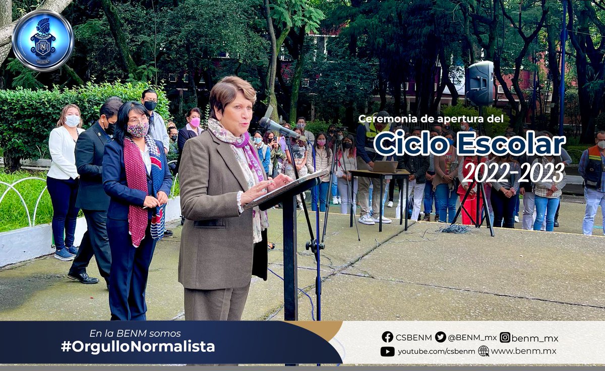 BENM_mx's tweet photo. En compañía de la Directora de la #DGENAM, María Luisa Gordillo Díaz, llevamos a cabo nuestra ceremonia de apertura del Ciclo escolar 2022-2023, Semestre Non, en la Plaza Cívica "Benito Juárez", de nuestra Benemérita Casa de Estudios.
En la BENM somos #OrgulloNormalista. https://t.co/f2DWQRyncj