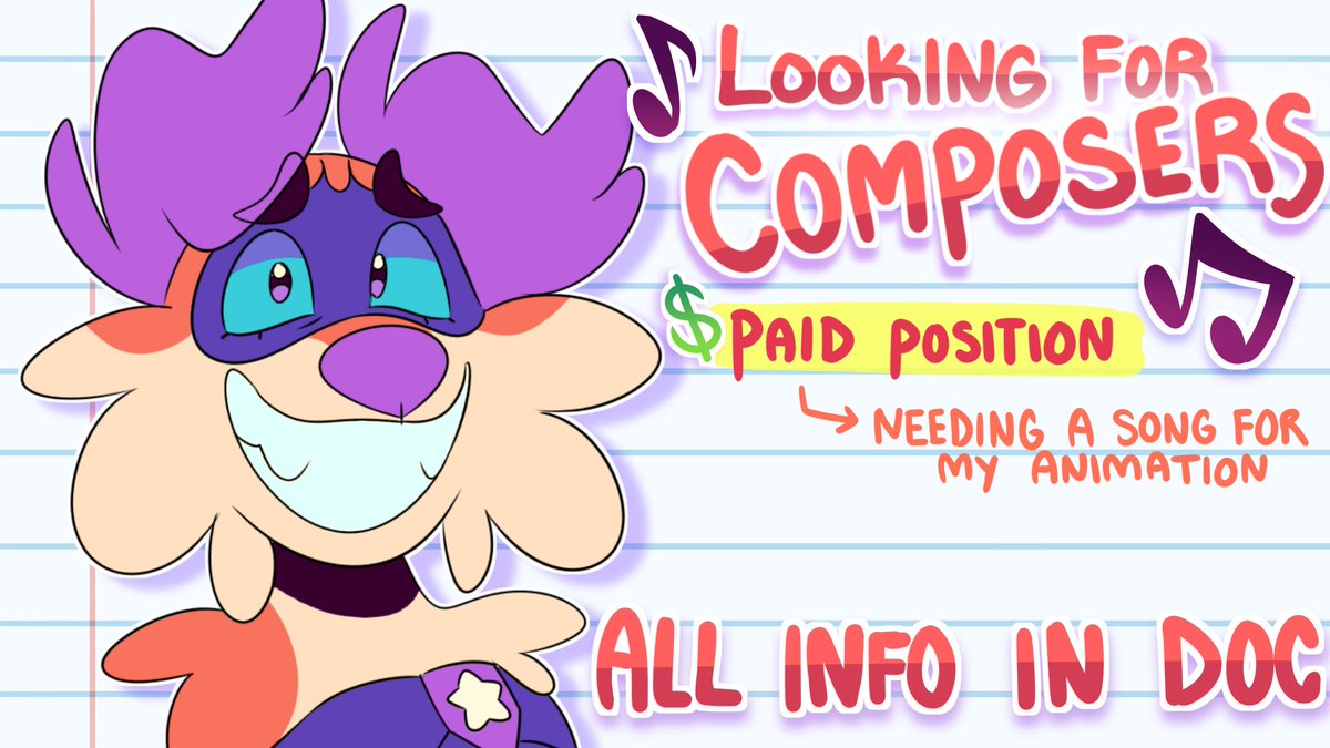 Mirandamations's tweet photo. 🎶LOOKING FOR COMPOSERS 🎶
This is a paid position. Check the doc for more info 
>https://t.co/uJvunMZUNL

RETWEETS APPRECIATED https://t.co/x4fq1qjz4p