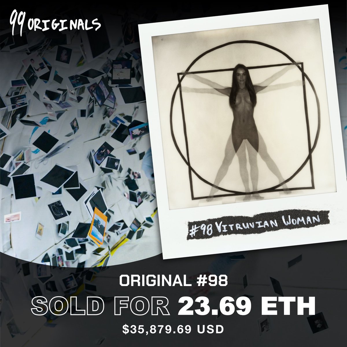 SOLD! Original #98 “VITRUVIAN WOMAN” closes auction at 23.69 Eth ($36k USD)