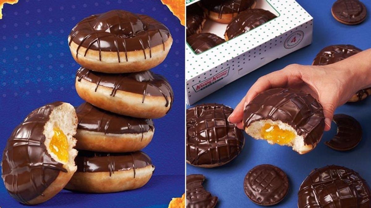 OfficialPLT's tweet photo. McVitie’s and Krispy Kreme have teamed up to create a Jaffa Cake Donut 🍩🤤

( @ProperMCR ) https://t.co/irECIxg6Dw